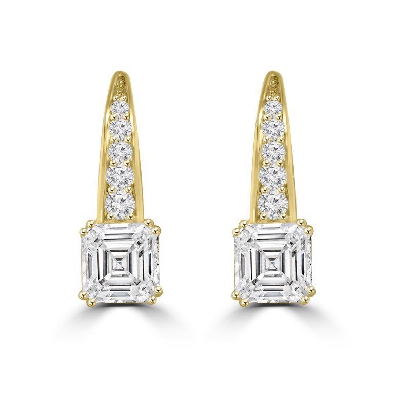 2 CT TW Asscher-cut cubic zirconia lever back earrings in sterling silver, main view, 635E11328