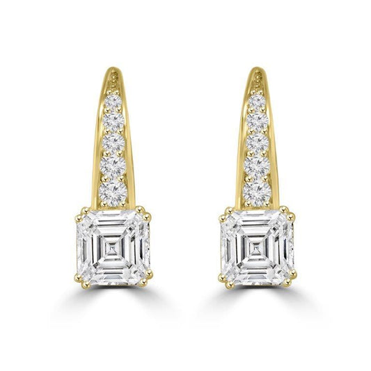 2 CT TW Asscher-cut cubic zirconia lever back earrings in sterling silver, main view, 635E11328