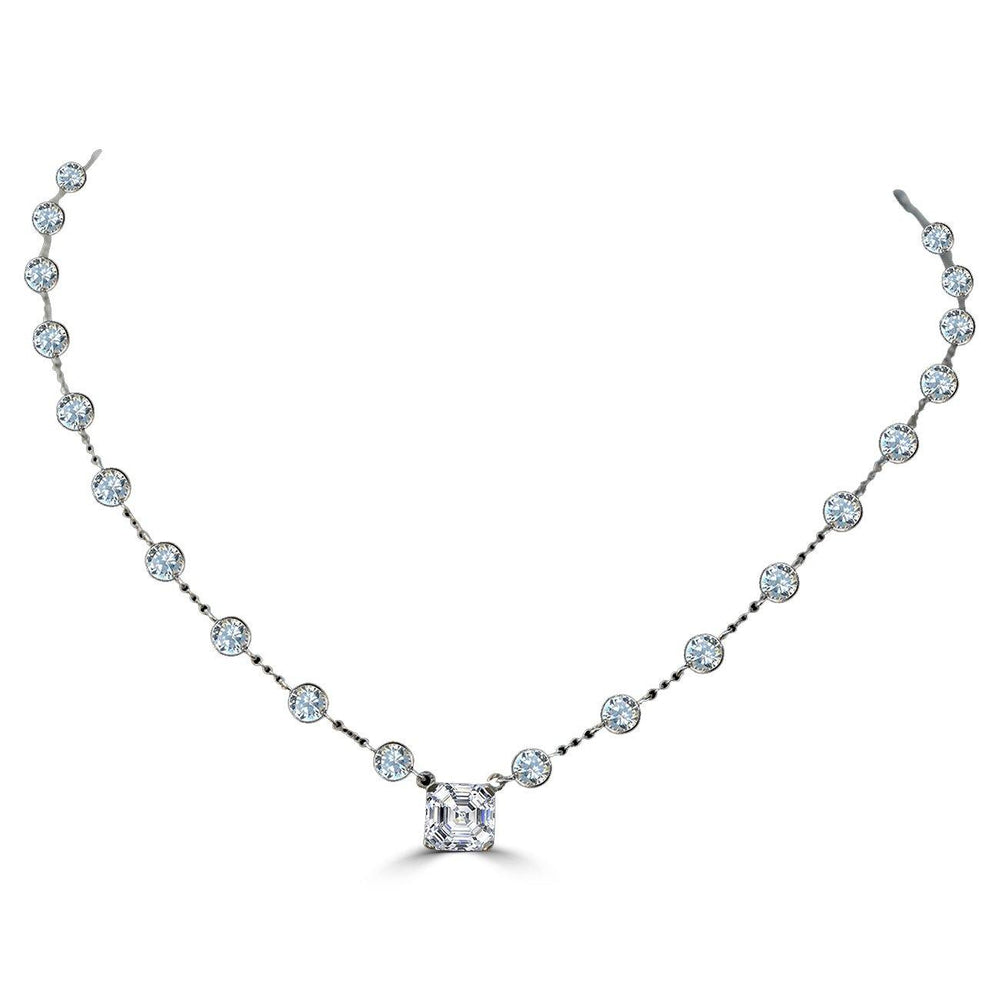 2CT Asscher Cut Center Diamond Veneer Cubic Zirconia Sterling silver Necklace. ZBYX30SQ