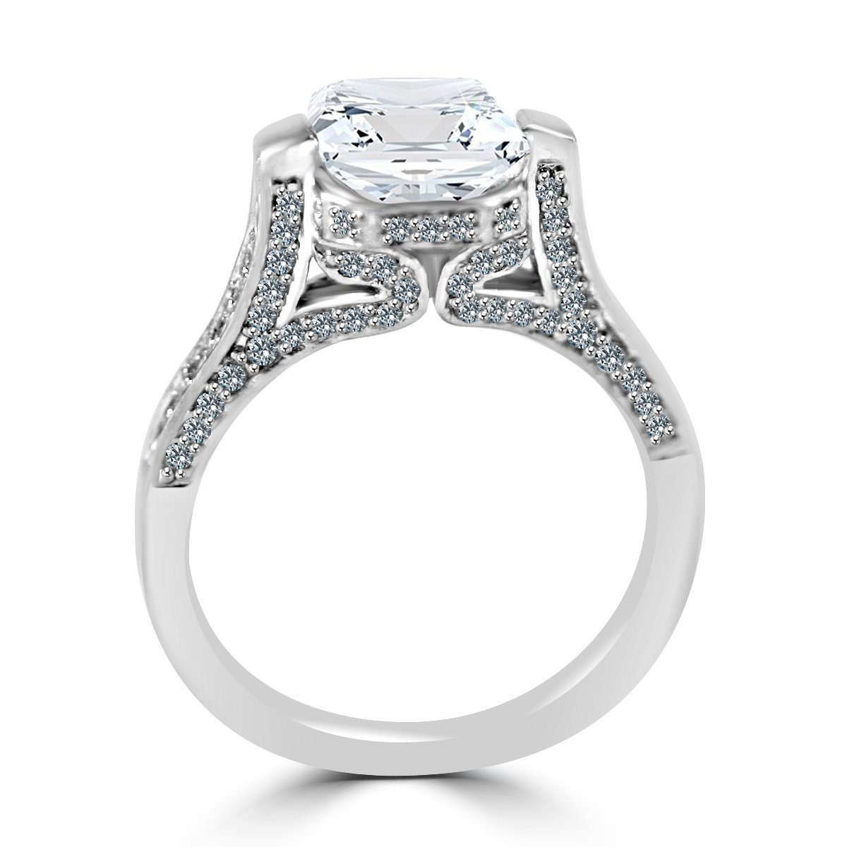 2CT.(8x8mm) Intensely Radiant Cushion Diamond Veneer Cubic Zirconia Tension Style Set in Sterling Silver Wedding/Engagement Ring. 635R71495