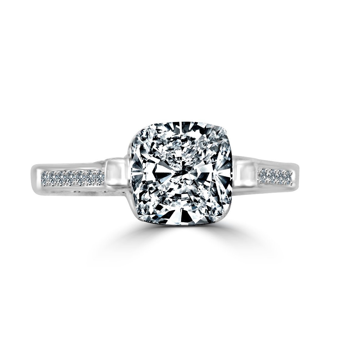 2CT.(8x8mm) Intensely Radiant Cushion Diamond Veneer Cubic Zirconia Tension Style Set in Sterling Silver Wedding/Engagement Ring. 635R71495