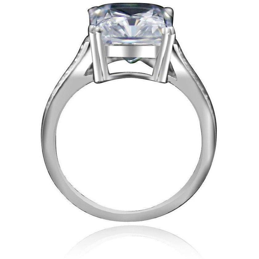 3.5 CT emerald-cut cubic zirconia engagement ring in sterling silver, alternate view, 635R3236