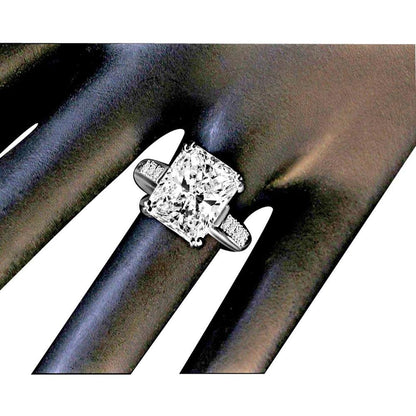 3.5 CT emerald-cut cubic zirconia engagement ring in sterling silver, alternate view, 635R3236