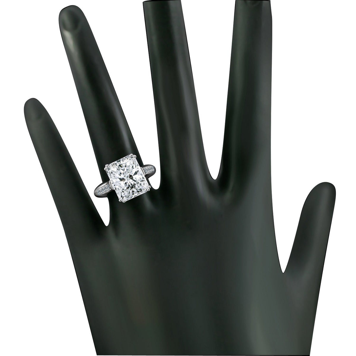 3.5 CT emerald-cut cubic zirconia engagement ring in sterling silver, alternate view, 635R3236