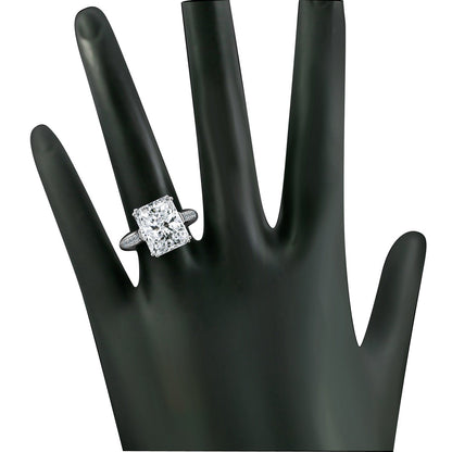 3.5 CT emerald-cut cubic zirconia engagement ring in sterling silver, alternate view, 635R3236