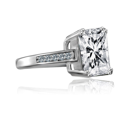 3.5 CT emerald-cut cubic zirconia engagement ring in sterling silver, alternate view, 635R3236
