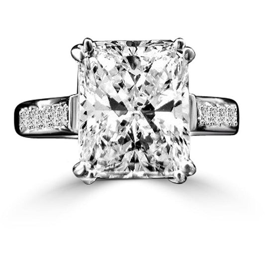 3.5 CT emerald-cut cubic zirconia engagement ring in sterling silver, main view, 635R3236