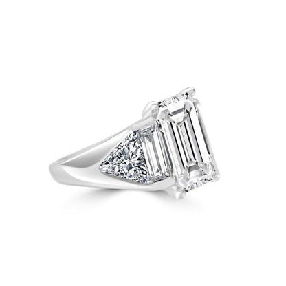 3.5 CT emerald-cut cubic zirconia three-stone ring in sterling silver, alternate view, 635R71371