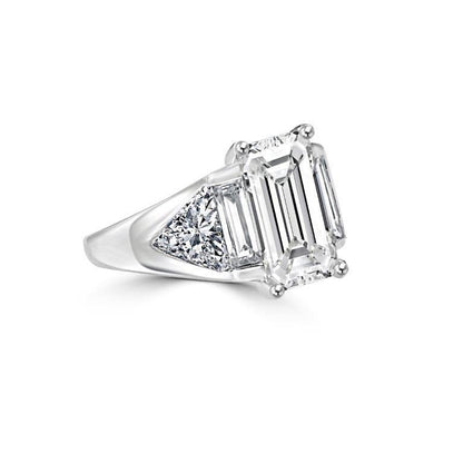3.5 CT emerald-cut cubic zirconia three-stone ring in sterling silver, alternate view, 635R71371