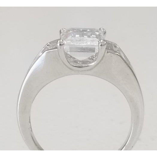 3.5 CT emerald-cut cubic zirconia three-stone ring in sterling silver, alternate view, 635R71371