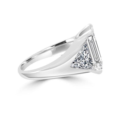 3.5 CT emerald-cut cubic zirconia three-stone ring in sterling silver, alternate view, 635R71371