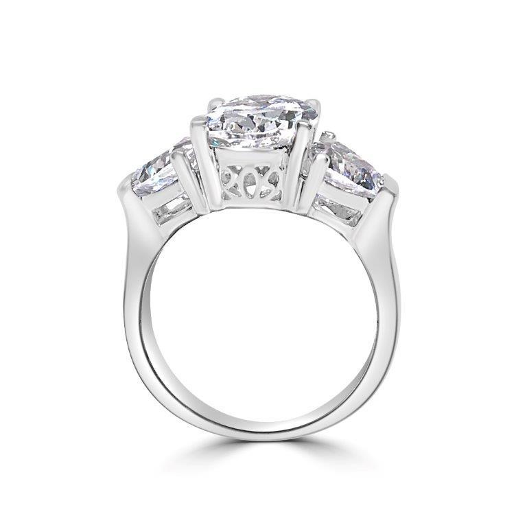 3.5 CT oval cubic zirconia three-stone ring in sterling silver, alternate view, 635R71167