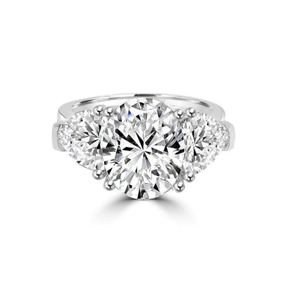 3.5 CT oval cubic zirconia three-stone ring in sterling silver, main view, 635R71167