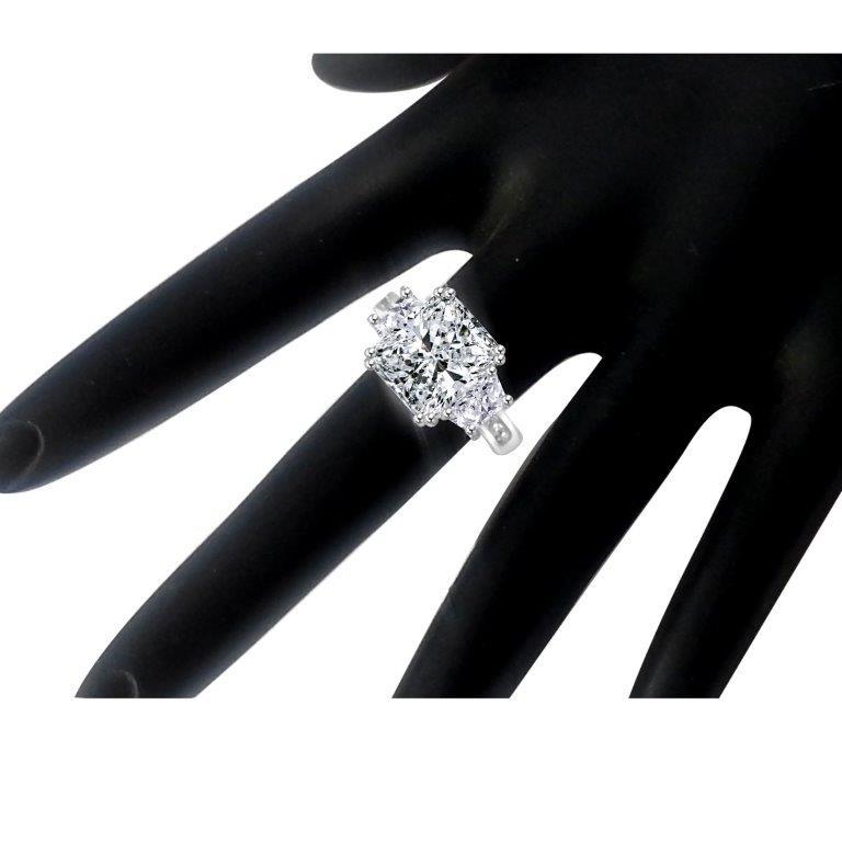 3.5 CT radiant-cut cubic zirconia three-stone ring in sterling silver, alternate view, 635R71267