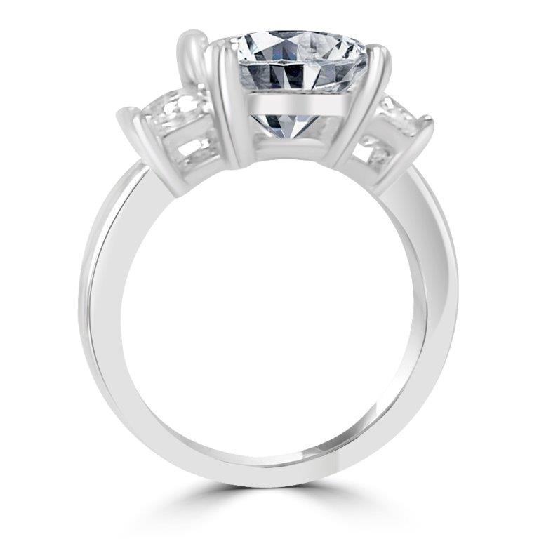 3.5 CT radiant-cut cubic zirconia three-stone ring in sterling silver, alternate view, 635R71267