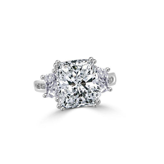 3.5 CT radiant-cut cubic zirconia three-stone ring in sterling silver, main view, 635R71267