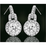 Round Diamond Veneer Cubic Zirconia Sterling Silver Halo Pendant and Earrings Set. 635P10732/635E3234