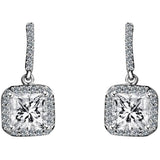 3 CTW Square Diamond Veneer Cubic Zirconia Sterling Silver Earrings. 635E10738