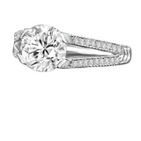 3 CT.(9mm) Intensely Radiant Round Diamond Veneer Cubic Zirconia Tension Style Vintage Miligree Design Engagement Set in Sterling Silver Ring. 635R13624