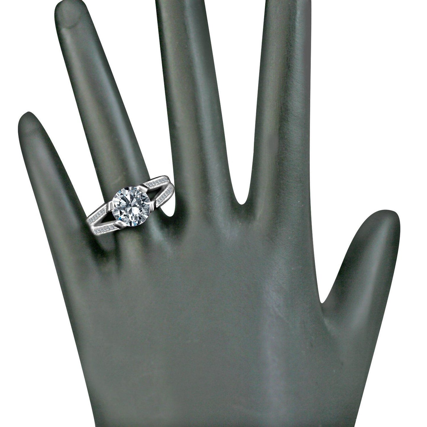 3 CT.(9mm) Intensely Radiant Round Diamond Veneer Cubic Zirconia Tension Style Vintage Miligree Design Engagement Set in Sterling Silver Ring. 635R13624