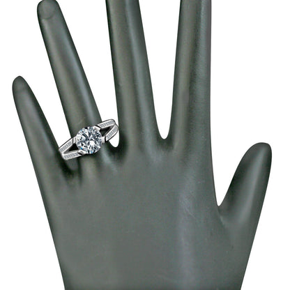 3 CT.(9mm) Intensely Radiant Round Diamond Veneer Cubic Zirconia Tension Style Vintage Miligree Design Engagement Set in Sterling Silver Ring. 635R13624