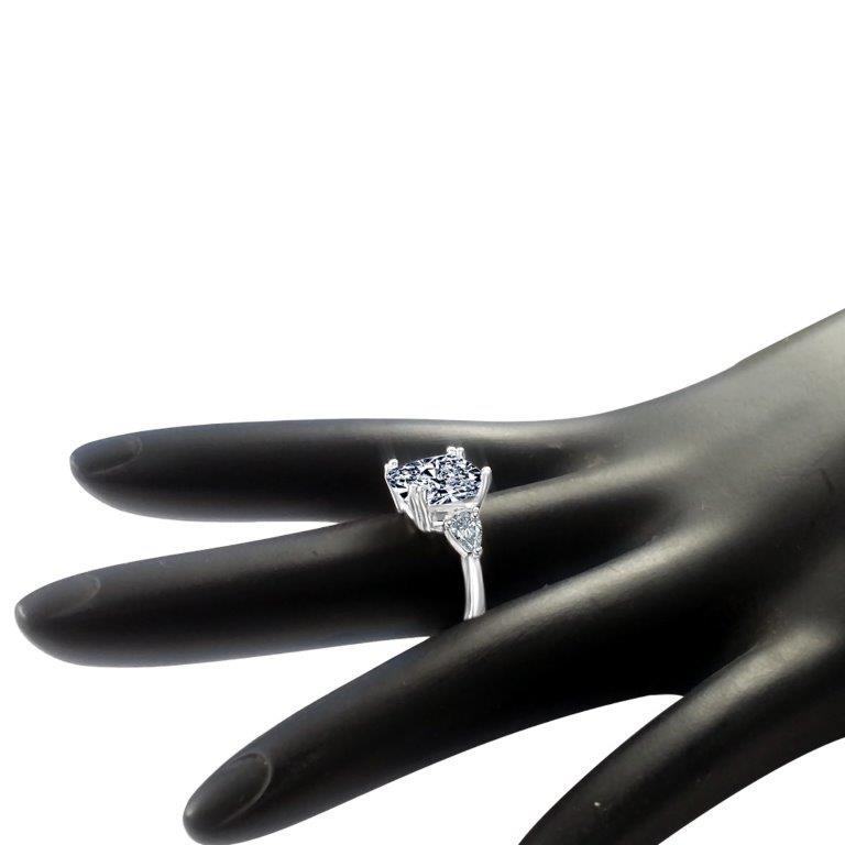 3.5CT Cushion Diamond Veneer Cubic zirconia three stone Sterling Silver Ring hand. 635R71437