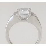 3.5CT Emerald Diamond Veneer Cubic zirconia Three Stone Sterling silver Ring. 635R71371 | Yaacov Hassidim