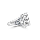 3.5CT Emerald Diamond Veneer Cubic zirconia Three Stone Sterling silver Ring. 635R71371