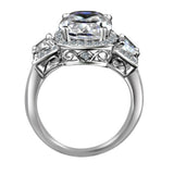 3.5CT Radiant Cushion Diamond Veneer Cubic Zirconia Halo Sterling Silver Ring. 635R71567 | Yaacov Hassidim