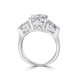 3.5CT Radiant Oval Diamond Veneer Cubic Zirconia Three Stone Sterling Silver Ring. 635R71167