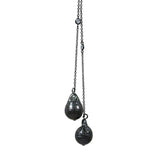 36" Zirconite Cubic Zirconia w/two genuine Baroque Pearls Tassel Necklace,  BZBYX30P36