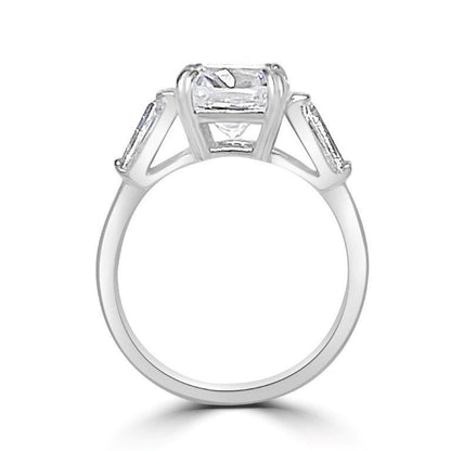 3 CT Asscher-cut cubic zirconia ring with side baguettes in 14K gold, alternate view, 635R0011K