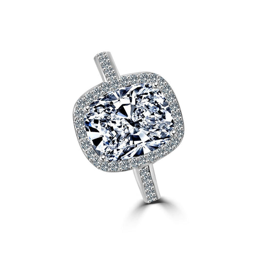 3 CT cushion-cut cubic zirconia halo ring in sterling silver, main view, 635R0252