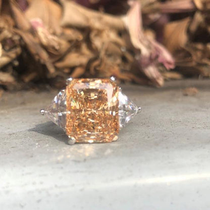 3 CT cubic zirconia three-stone engagement ring with trillion sides in 14K gold, white gold, 635R71337K