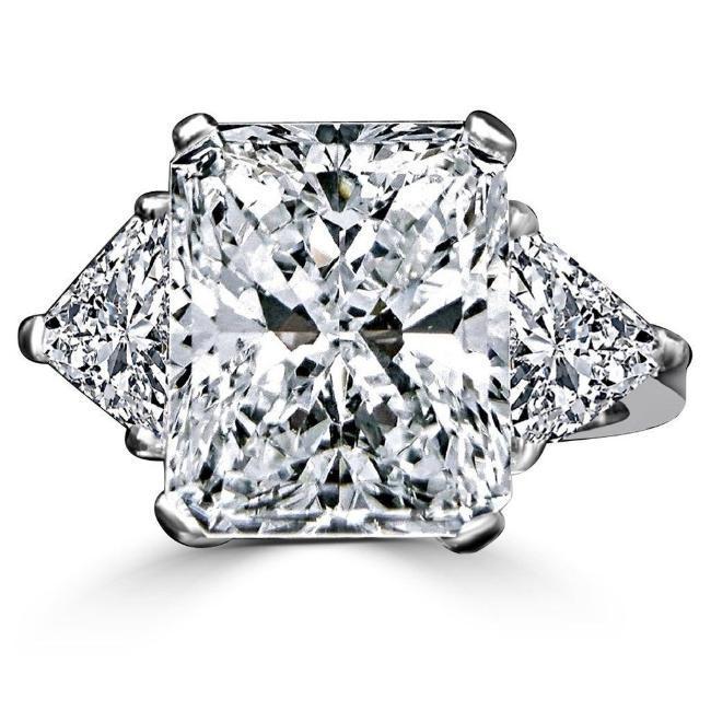 3 CT cubic zirconia three-stone engagement ring with trillion sides in 14K gold, white gold, 635R71337K