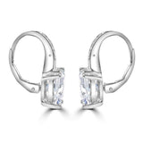 3CT TW (8x6mm) intensely Emerald Diamond Veneer Cubic zirconia Sterling Silver lever back earrings. 635E11327E | Yaacov Hassidim
