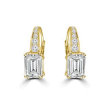 3CT TW (8x6mm) intensely Emerald Diamond Veneer Cubic zirconia Sterling Silver lever back earrings. 635E11327E | Yaacov Hassidim