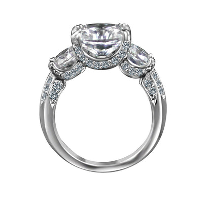 3 CT TW cushion-cut cubic zirconia three-stone ring in sterling silver, alternate view, 635R71302