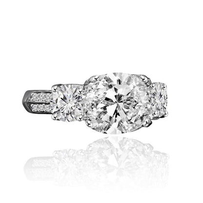 3 CT TW cushion-cut cubic zirconia three-stone ring in sterling silver, alternate view, 635R71302