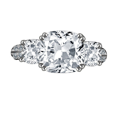 3 CT TW cushion-cut cubic zirconia three-stone ring in sterling silver, main view, 635R71302