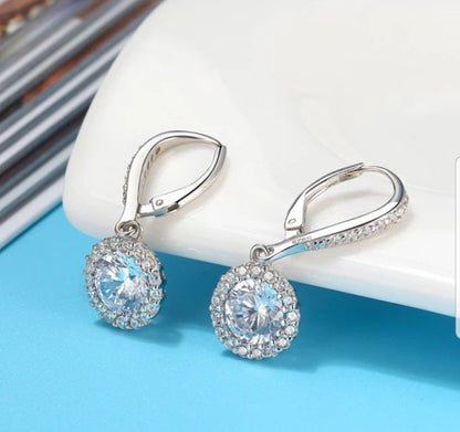 3 CT TW cubic zirconia earrings in sterling silver, alternate view, 635E10687