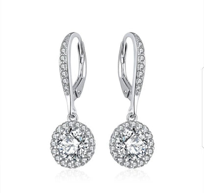 3 CT TW cubic zirconia earrings in sterling silver, main view, 635E10687