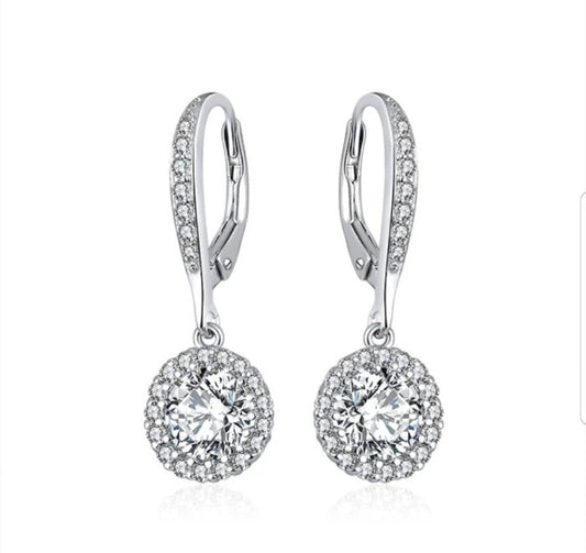 3 CT TW cubic zirconia earrings in sterling silver, main view, 635E10687
