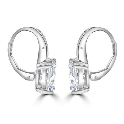 3 CT TW emerald-cut cubic zirconia lever back earrings in sterling silver, alternate view, 635E11327E