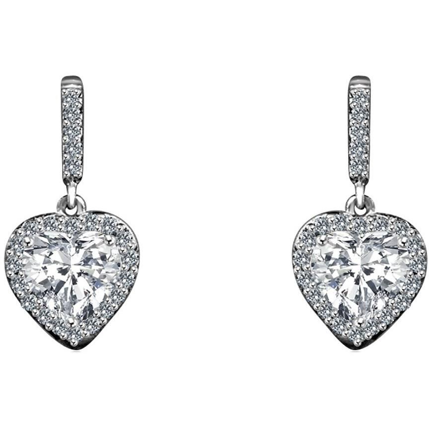 3CT TW Diamond Veneer Cubic Zirconia Sterling Silver Heart Earrings | Yaacov Hassidim
