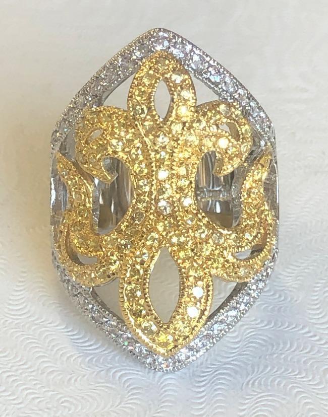 Fleur de Lis Zirconite Cubic Zirconia Sterling Silver Wide new Ring. B501R7575