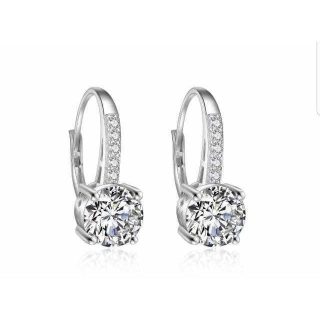 4CTW Diamond Veneer Cubic zirconia Sterling silver Lever back Earrings. 602E11330