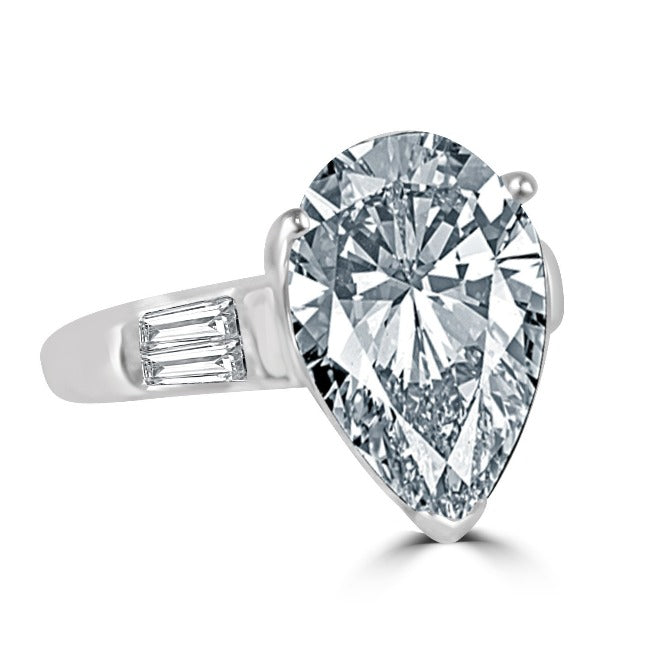 4 CT pear-cut cubic zirconia engagement ring in sterling silver, main view, 635R71343