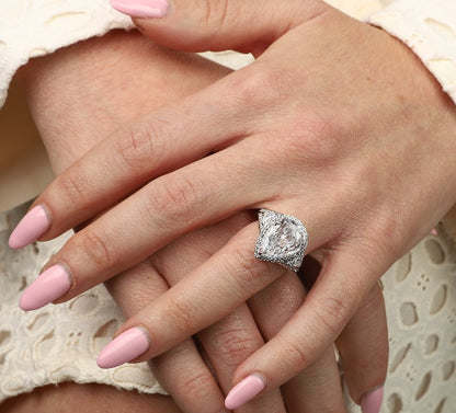 4 CT pear-cut cubic zirconia three-stone halo ring in sterling silver, alternate view, 800R513