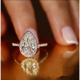 4CT Pear Diamond Veneer Cubic Zirconia Sterling silver hand Ring. 635R71421